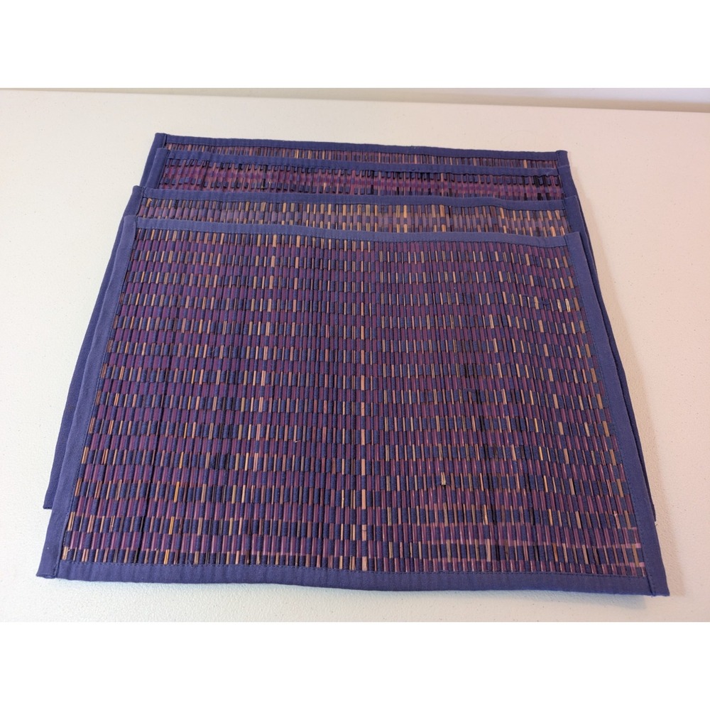 Living Quarters Woven Straw Placemats Purple Burgundy Set of 4 Made India
